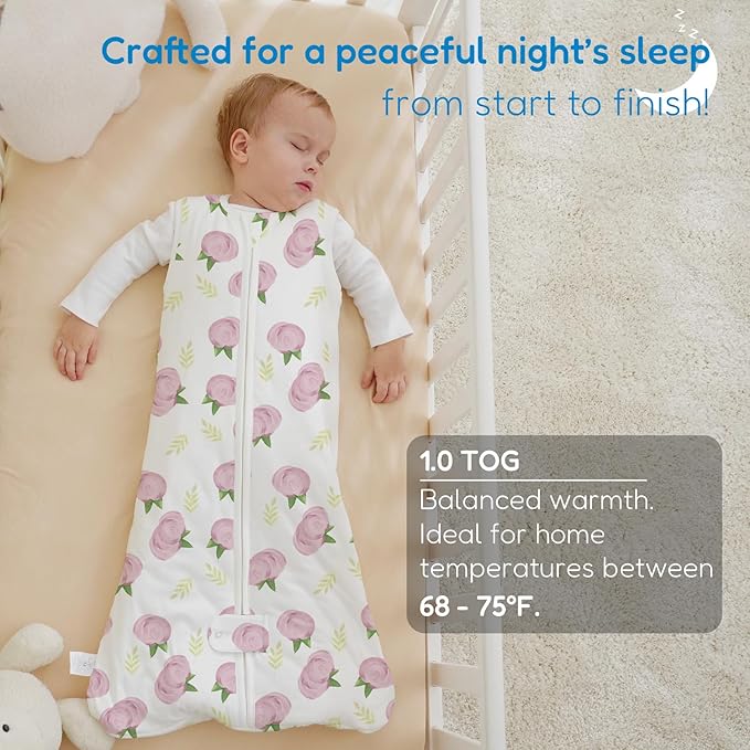 TotAha Sleep Sack 6-12-15 Months TOG 1.0, Infant Wearable Blanket Baby Sleeping Bag with 2-Way Safe Zipper for All Seasons