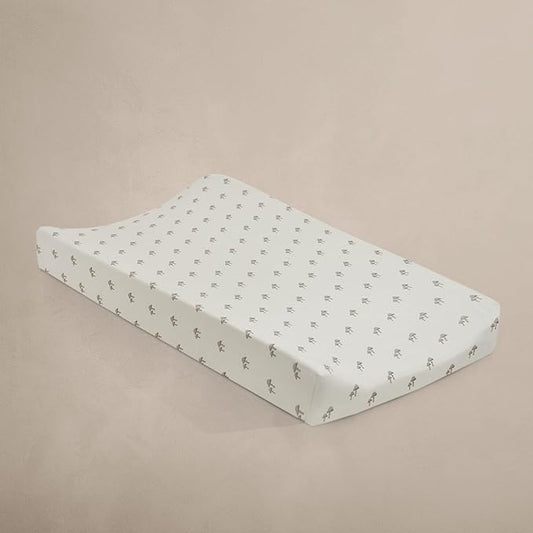 Oilo Changing Pad Cover, Breathable Organic Cotton Fitted Jersey, 300 Thread Count, Machine Wash, Fits Standard Changing Pads (32" x 16"), Heirloom Organic Collection, Mushroom