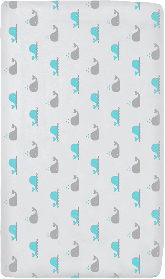 American Baby Company 15" x 33" Fitted Bassinet Sheet, Printed 100% Natural Cotton Jersey Knit, Aqua Whale, Soft Breathable, for Boys and Girls 1 Count (Pack of 1)