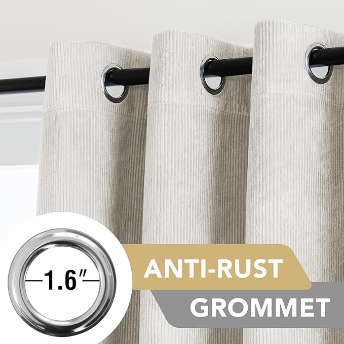 H.VERSAILTEX Velvet 100% Blackout Curtains for Living Room Full Light Blocking Curtains Thermal Insulated Room Window Drapes Soft Luxury Curtains Grommet Top 2 Panels (55" W x 63" L, Natural)