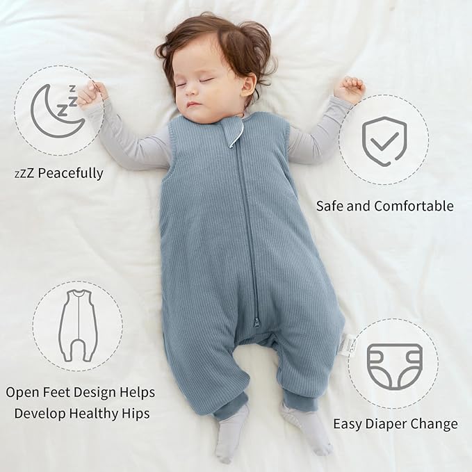 BubblePanda Rayon Made from Bamboo Toddler Sleep Sack with Feet 12-24 Months 1.0 Tog Breathable Sleep Sack 1t-2t Ultra Soft Baby Wearable Blanket with Legs Unisex Sleeping Bag with 2-Way Zipper
