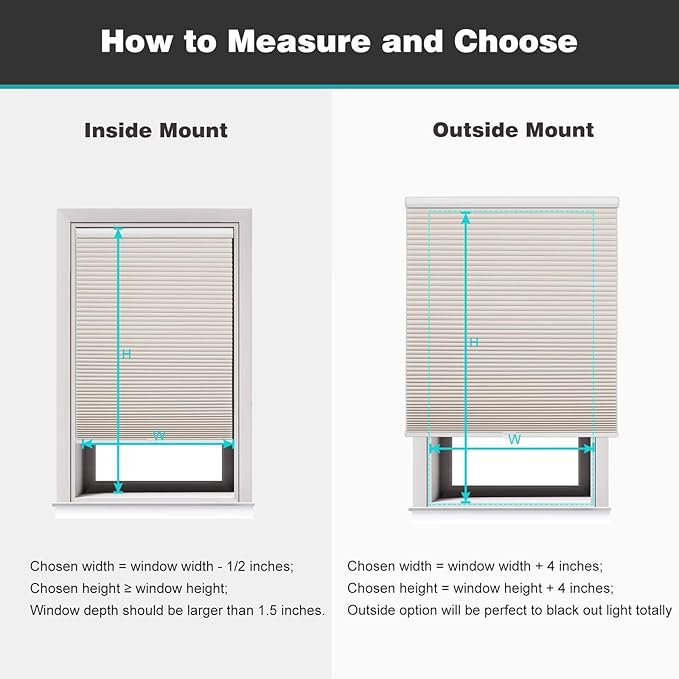 Changshade Blackout Blinds, Cordless Cellular Shades, Honeycomb Blackout Shades, Room Darkening Blinds, Pull Down Window Shades, Easy to Install Honeycomb Window Blinds, 24" W x 64" H, Beige