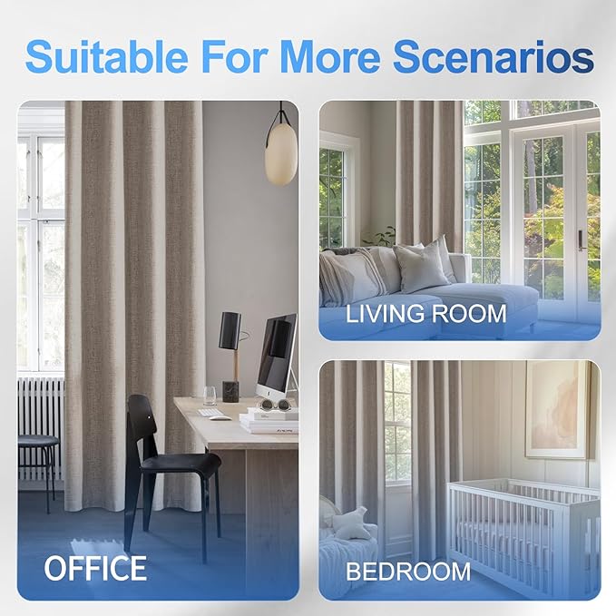 Linen 100% Blackout Curtains for Bedroom, Black Out Curtains 84 Inch Long, Room Darkening Curtains for Living Room, Long Curtain Grommets Drapes, Thermal Curtains(2 Panels, Brown)