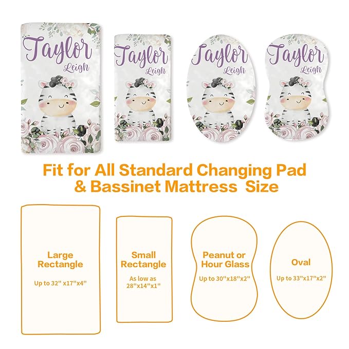 Custom Changing Pad Cover Set - Jersey Knit Ultra Soft Unisex Waterproof Diaper Changing Table Covers with Personalized Name for Baby Boys Girls - Comfy Cozy 2 Pcs Set Style03