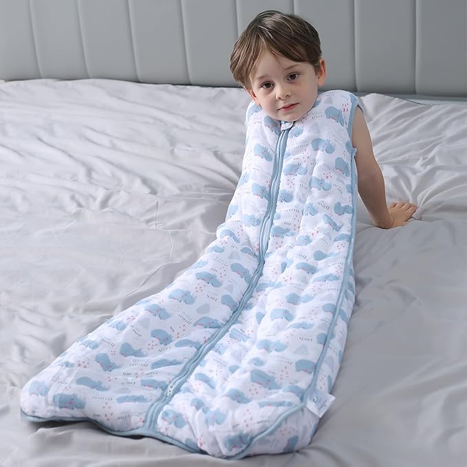 TADO MUSLIN Toddler Sleep Sack, 70% Rayon from Bamboo and 30% Cotton Baby Wearable Blanket Winter 2.5 TOG Sleeping Sacks Warm Soft Muslin Rhino (2-4T)