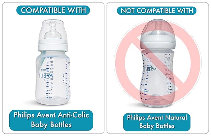 Sippy Spout Nipples for Philips Avent Anti-Colic Baby Bottles, Lansinoh, MAM & Evenflo Wide-Neck Baby Bottles, 4-Count, Soft Spout, Food Grade Silicone, Variable Flow, Spill-Proof, BPA-Free, 4+ Months