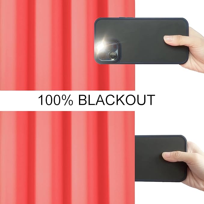 LEMOMO 100% Blackout Curtains 52 x 84 Inch/Coral Curtains 2 Panels with Black Lining Room Darkening Thermal Insulated Bedroom Curtains