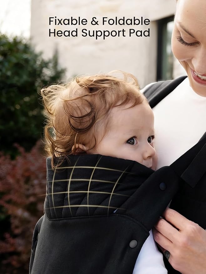GROWNSY Baby Carrier, One-Click Release Clasp for Easy to Wear, Cozy Wraps Carrier Newborn to Toddler with Head Support(7-44lbs), Ergonomic & Lightweight for Infant to Toddler, Black