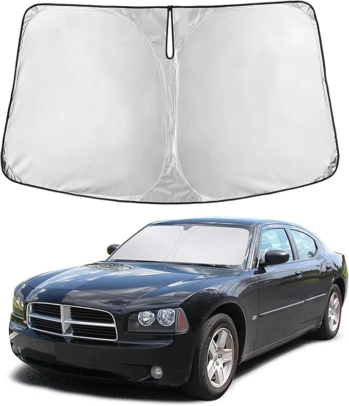 Econour Windshield Sunshade for Dodge Charger 2006-2008 2009 2010, Sun Visor for Front Windshield & Window Sun Shade Cover, UV Heat Blocker & Protector, Car Accessories