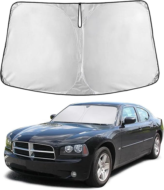 Econour Windshield Sunshade for Dodge Charger 2006-2008 2009 2010, Sun Visor for Front Windshield & Window Sun Shade Cover, UV Heat Blocker & Protector, Car Accessories