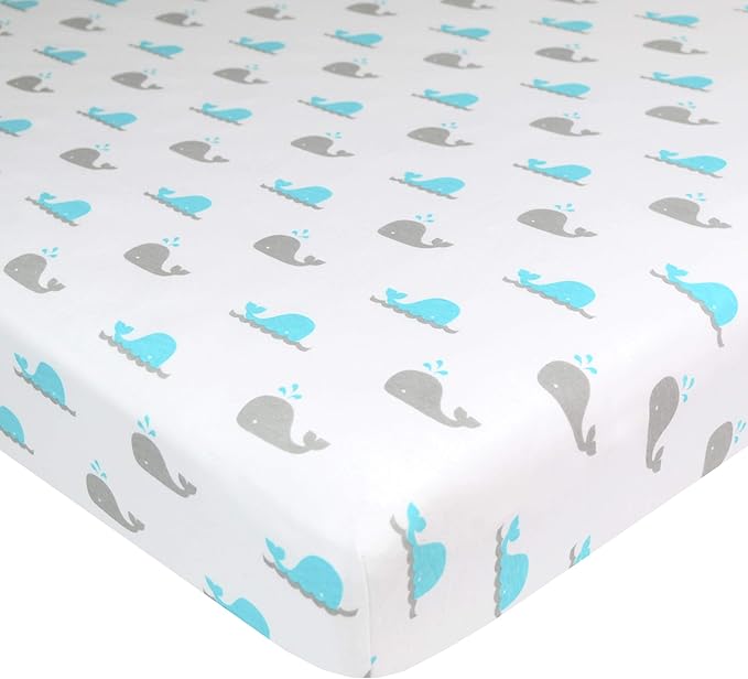 American Baby Company 15" x 33" Fitted Bassinet Sheet, 100% Natural Cotton Jersey Knit, Alphabet/Aqua/White, Soft Breathable, for Boys and Girls, Pack of 3