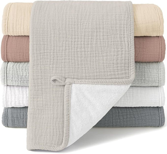 Bearmoss Muslin Burp Cloths, 100% Cotton Baby Burping Clothes, Large Extra Soft Absorbent for Unisex Newborn Boy and Girl, 20x10in, 6 Pack