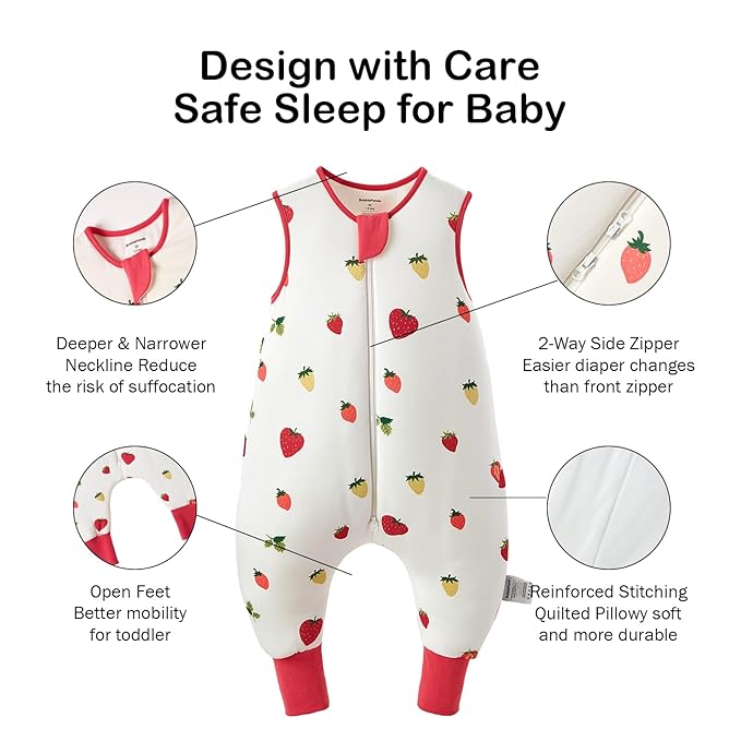 BubblePanda Rayon Made from Bamboo Toddler Sleep Sack with Feet 1.0 Tog Ultra Soft Toddler Sleeping Sack 3t-4t Sleep Bag Walker Quilted Wearable Blanket with Legs 2-Way Zipper Lightweight Extra Long