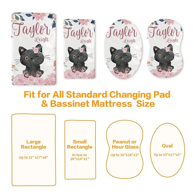 Custom Changing Pad Cover Set - Jersey Knit Ultra Soft Unisex Waterproof Diaper Changing Table Covers with Personalized Name for Baby Boys Girls - Comfy Cozy 2 Pcs Set Style23