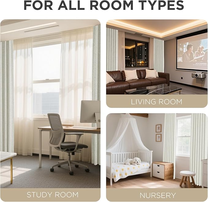 Joydeco Blackout Curtains for Bedroom - 100% Light Blocking 2 Panels Light Beige Drapes 42"W x 108"L, Thermal Insulated Room Darkening Curtains, Linen Textured for Living Room, Rod Pocket & Back Tabs
