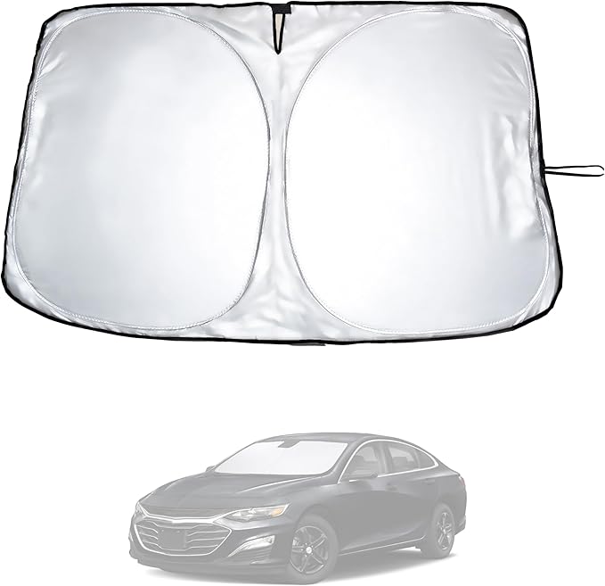 EcoNour Windshield Sun Shade Compatible for Chevy Malibu 2016–2025 | Custom Fit Sedan Front Window Sunshade | Foldable UV & Heat Reflective Sun Visor