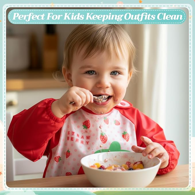 Tarpop Long Sleeve Bibs Infant Smocks Multi Pack Waterproof Soft Sleeved Bibs for Babies Toddler Eating Feeding