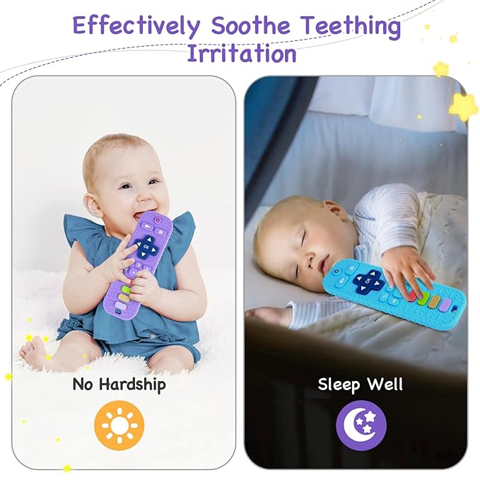 Hooku Silicone Teethers for Babies 0-6 Months, Teething Toys for Babies 6-12 Months, Baby Remote Control Toy, Infant Toys 0-3 Months, Sensory Chew Toys, Toddler Newborn Baby Girl Boy Gifts