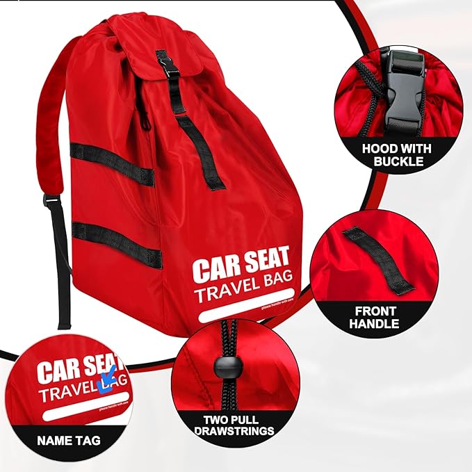 Car Seat Travel Bag for Airplane, Large Car Seat Bags for Air Travel with Comfort Padded Straps, Gate Check Storage Bag/Backpack for Carseat Airport, Carseat Cover Travel - Baby Travel Essential