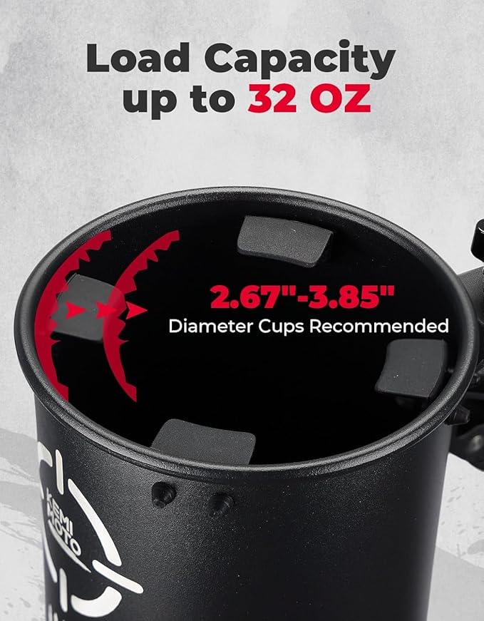 ‎KEMIMOTO Motorcycle Cup Holder, Upgraded ATV Drink Holder with 0.6"-1.5" Metal Clamp, 32OZ Bike Water Bottle Holder for UTV, Scooter, Boat, Stroller, Wheelchair, Golf, Tractor