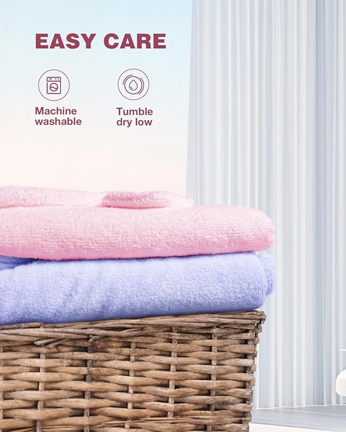 ZIONOR Hooded Bath Towel for Kids - 50''L x 35''W Extra-Large Hooded Towels for Big Kids 6-10, Kids Beach Towels Made from Bamboo Rayon, Suitable for Bath, Pool, Beach(Pink Bear)