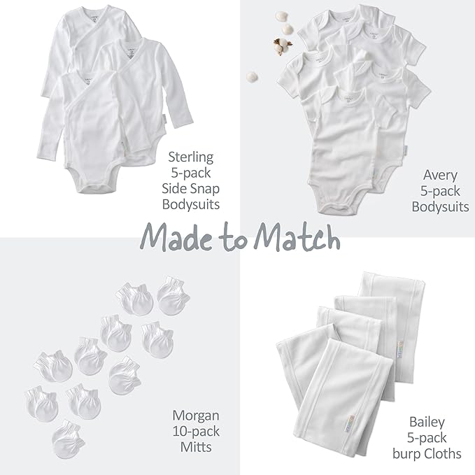 River 10-Pack Baby Terry Washcloths 100% Organic Cotton Absorbent for Baby and Toddler Boys & Girls, White, One Size
