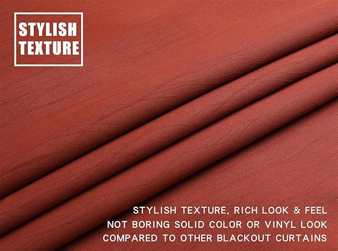 G2000 100% Blackout Curtains for Bedroom Living Room 95 Inches Long Rust - Room Darkening Window Grommet Thermal Lined Insulated Light Blocking Noise Reducing 2 Panels Set