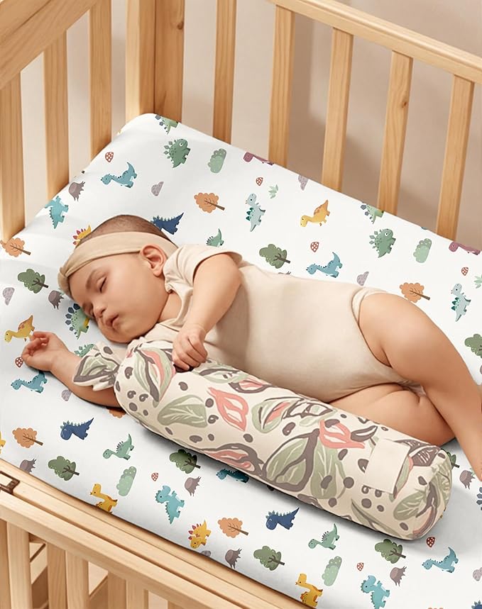 Pack and Play Sheets 2 Pack, Fitted Jersey Knit Mini Crib Sheets for Baby Boys and Girls, Compatible with Graco Pack N Play and Mini Crib Mattress (Sage Dino, Pack N Play/Mini Crib Sheets)
