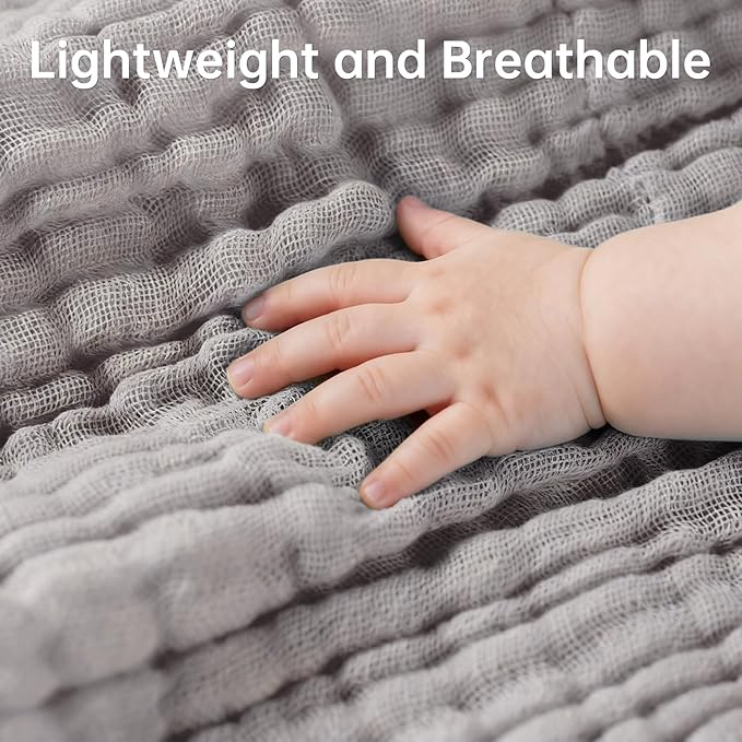 Bear Rocket Organic Muslin Baby Washcloths 6 Pack Baby Bath Face Towel 12x12 Inch Extra Absorbent and Soft Burp Cloth and Wash Cloths for Newborn-Infants On Sensitive Skin (Pink Grey Blue)