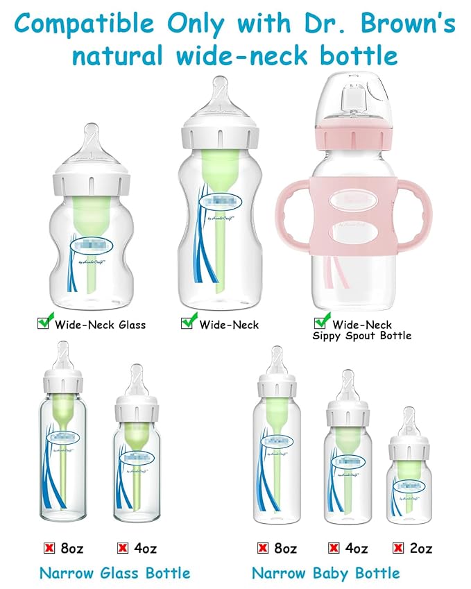 Silicone Nipple for Dr. Brown's Natural Flow Level 3 Wide-Neck Baby Bottle, 6m+, Fast Flow, 6 Count