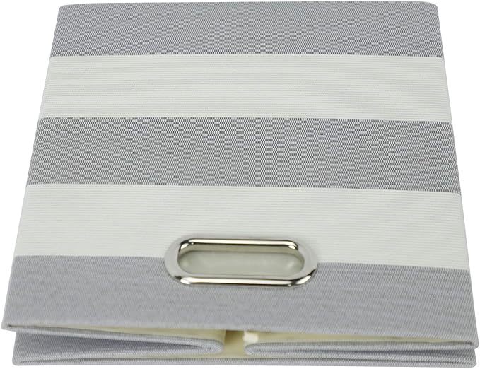 Posprica 3X Thicker Storage Bins Storage Cubes,11×11 Collapsible Storage Boxes Containers Organizer Baskets for Nursery,Office,Closet,Shelf - 4pcs, Grey-white Striped