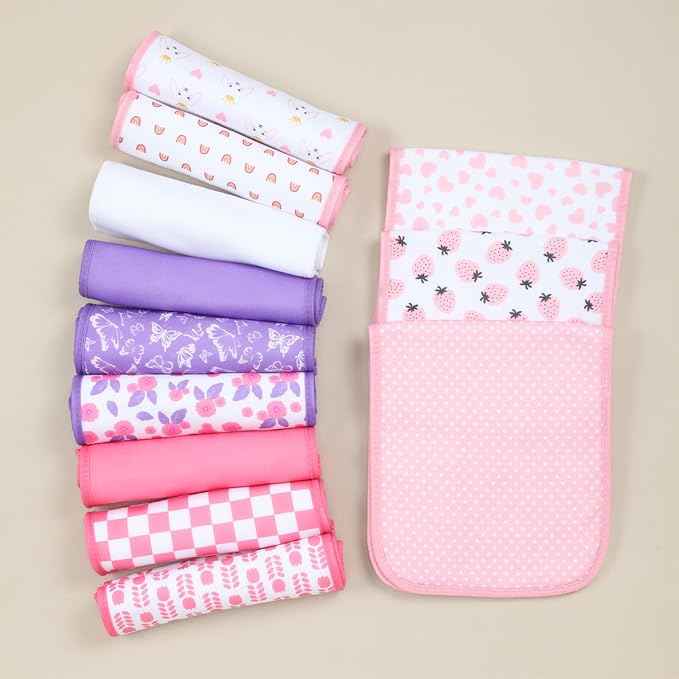 Hakochia Burp Cloths for Baby Boy & Girl Organic Cotton Large Unisex Burp Clothes Extra Absorbent Soft Neutral Burping Rags Spit Up Cloth Sets for Newborns 8 Pack