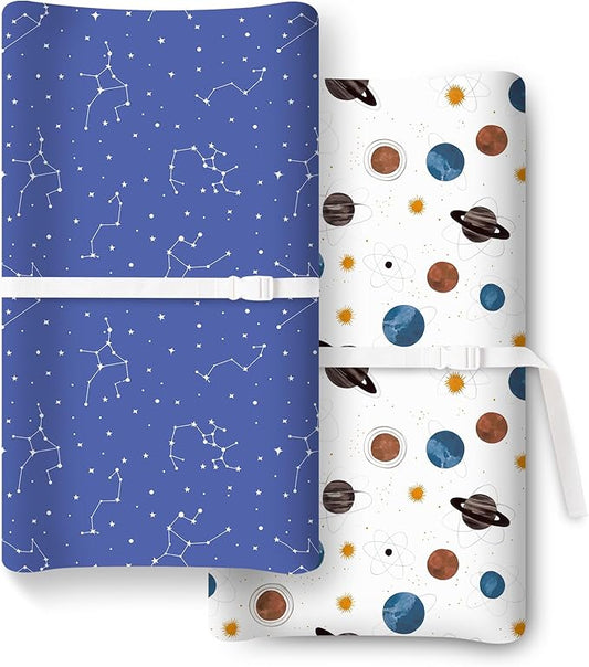TOTCHILL Extra Stretchy Changing Pad Cover, Ultra Soft Premium Jersey Knit Changing Pad Sheets, Fits All Standard Changing Tables/Dresser Tops, Unisex for Boys Girls - 2 Pack