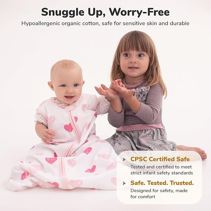 Mama Cheetah Baby Sleep Sack 2.5 TOG, Organic Cotton Baby Wearable Blanket with Two-Way Zipper, Swaddle Transition Baby Sleeping Bag for Newborn Infant Toddler Boy Girl, 6-12 Months