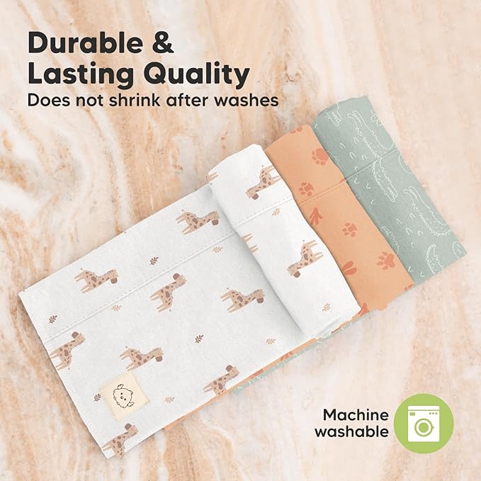 Organic Burp Cloths Baby Boy, Girl - 6-Pack Large 100% Cotton Burping Cloths for Babies, Spit Up Rags, Super Absorbent, Ultra Soft Newborn Rag, Gender Neutral, Machine Washable, Durable (Wilderness)