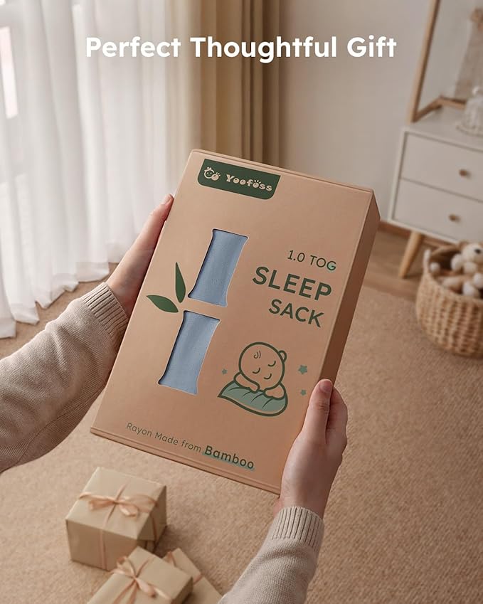 Yoofoss Rayon Made from Bamboo Baby Sleep Sack 18-24 Months 1.0 Tog Baby Wearable Blanket, Super Soft Infant Toddler Sleeping Sack 2-Way Zipper