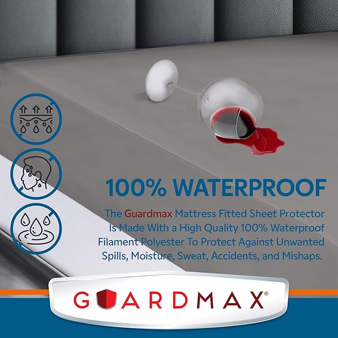 Guardmax Jersey Knitted Crib Size Mattress Protector - Waterproof & Dust Mite Proof Mattress Cover with Stretchable Pockets - Soft, Comfortable, & Noiseless Waterproof Fitted Sheet.(28 x 52 x 7)