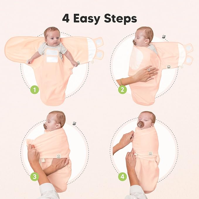 Baby Swaddle Sleep Sacks with Zipper - 3-Pack Swaddles for Newborns 3-6 Months, Infant, Baby Girls, Boys, Soft & Durable Newborn Sleep Sack, Easy Diaper Change Swaddling Blanket (Angelic, L)