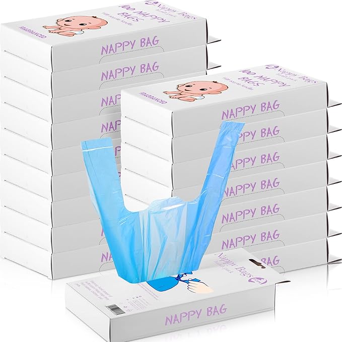 1600 Count Baby Disposable Diaper Bags Scented Diaper Sacks with Tie Handle Disposal Trash Sacks Baby Poop Waste Bag Refill(Blue)