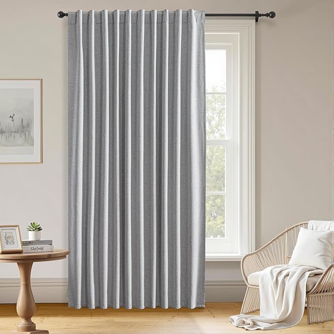 100% Blackout Curtains for Bedroom Room, Custom Curtains Blackout Thermal Insulated 1 Panel, Grommet Light Blocking Drapes for Bedroom Windows Luxury Decor(Custom Size,Greyish White