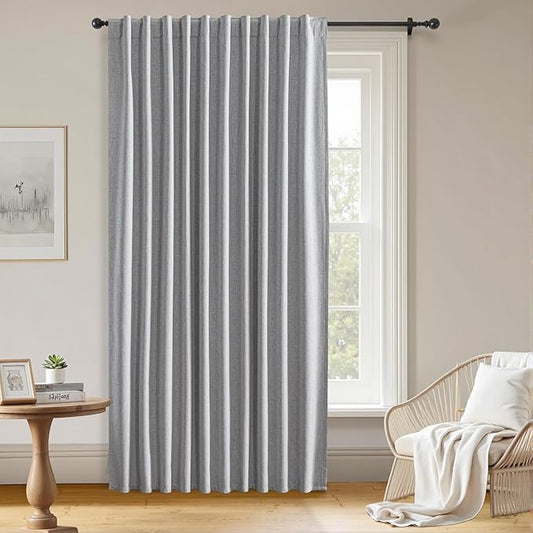 100% Blackout Curtains for Bedroom Room, Custom Curtains Blackout Thermal Insulated 1 Panel, Grommet Light Blocking Drapes for Bedroom Windows Luxury Decor(Custom Size,Greyish White
