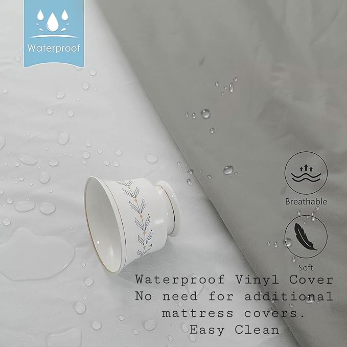 Mielmoon Cooling Gel Waterproof Foam Mattress Premium Medium Firm Plush,Vinyl noisless, Easy to Clean Made in USA Comfortable for Outdoors-Indoors (7 Inch, King (U.S. Standard))