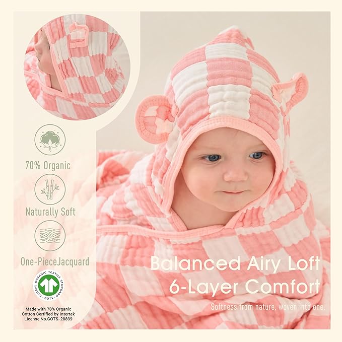 Ultra-Soft Muslin Toddler Hooded Towel - 55 x 28 Inches, Ideal for Bath & Beach, Suitable for Both Boys & Girls from Newborns to Toddlers