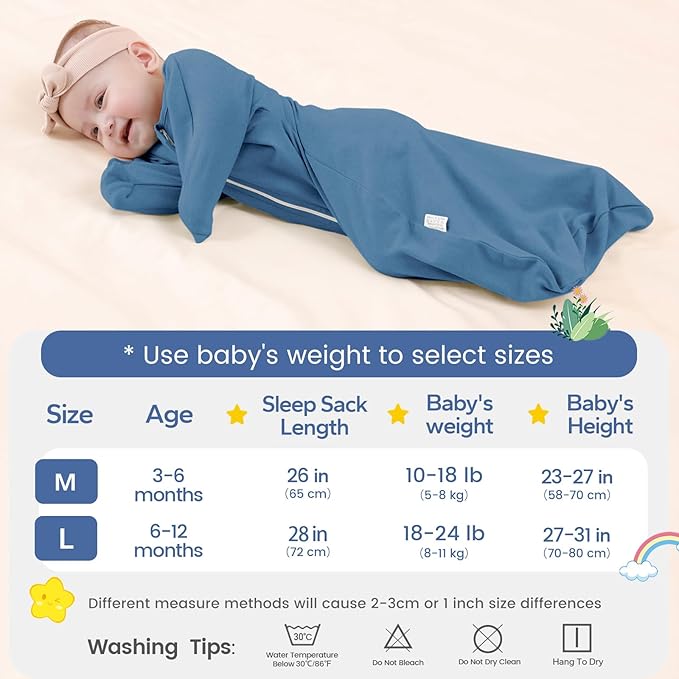 ZIGJOY Baby Transitional Swaddles for Newborns: 0.5 Tog Arms Up Sleep Sack 3-6-12 Months Soft Cotton Shark Fin 2 Way Zipper