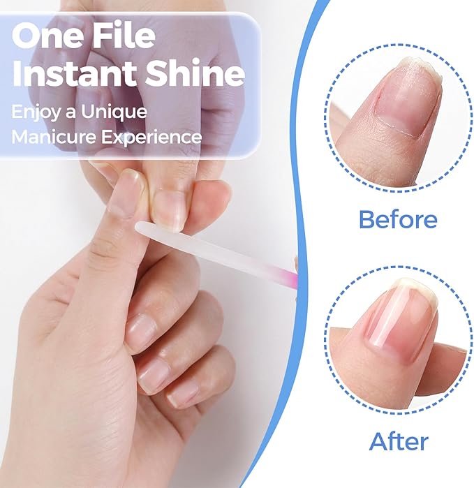 SIUSIO 20PK 3.5 Inch Professional Czech Short Crystal Glass Baby Nail Files Buffer Mini Manicure Kit Set Gradient Rainbow Color for Nail Polishing - The Best Emory Boards for Fingernail & Toenail Care