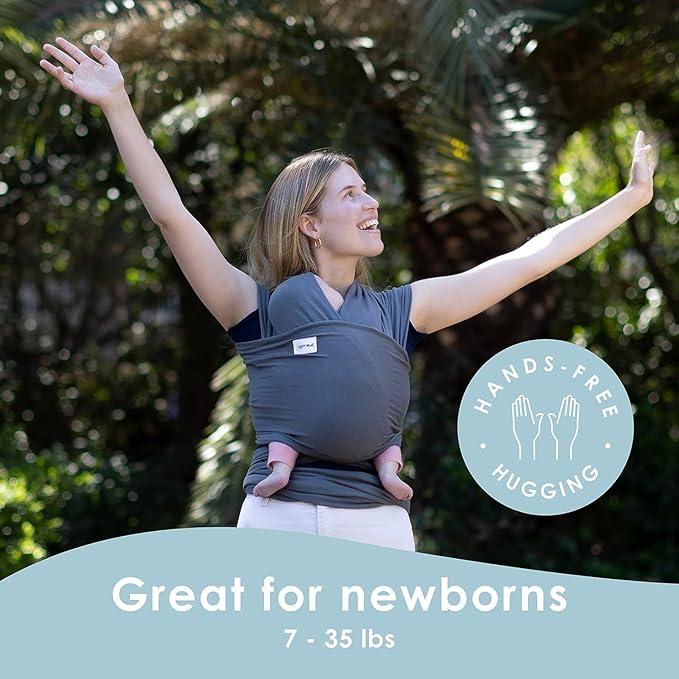 Sleepy Wrap Stretchy Ergonomic Baby Carrier Sling for Newborns to Toddlers - Hands-Free Lightweight Baby Wrap 7-35 lbs (Dark Gray)