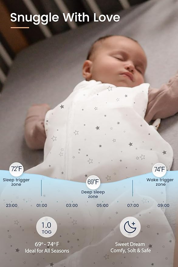 TotAha Quilted Sleep Sack 6-12 Months 1.0 TOG,Soft Warm Wearable Blanket Baby Sleeping Bag with 2-Way Safe Zipper