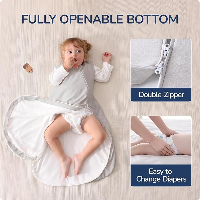 usbettas 1.0 Tog 2.5 Tog Baby Sleep Sack, 100% Cotton Baby Sleeping Bag 3-24M, 2-Way Zipper Baby Wearable Blanket