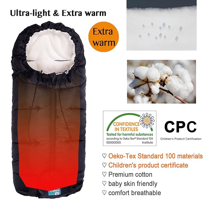 Yobee Weatherproof Toddler Footmuff Universal Sleeping Bag for Stroller, Comfortable Warm Temperature Adjustable Safe Bunting Bag, Waterproof Blanket Fit All Stroller