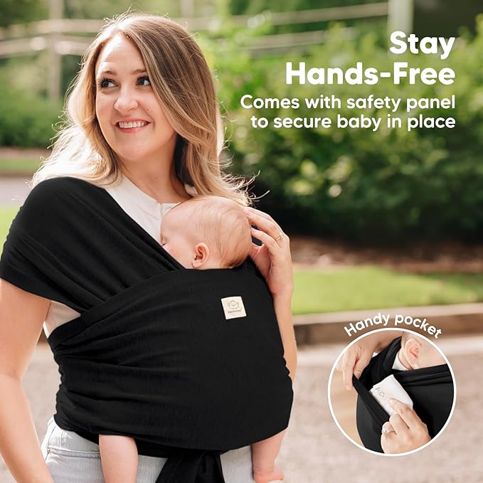 KeaBabies Baby Wrap Carrier Ring Sling - Easy to Wear, Adjustable D-Lite Baby Carrier Newborn to Toddler, Infant Carrying Shirt, Hands Free Bonding, Breathable Fabric Wearing Wrap (Trendy Black)